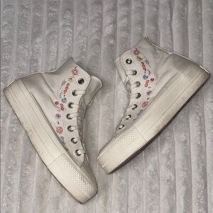 High Top Floral Embroidered Converse | Size 7 Women